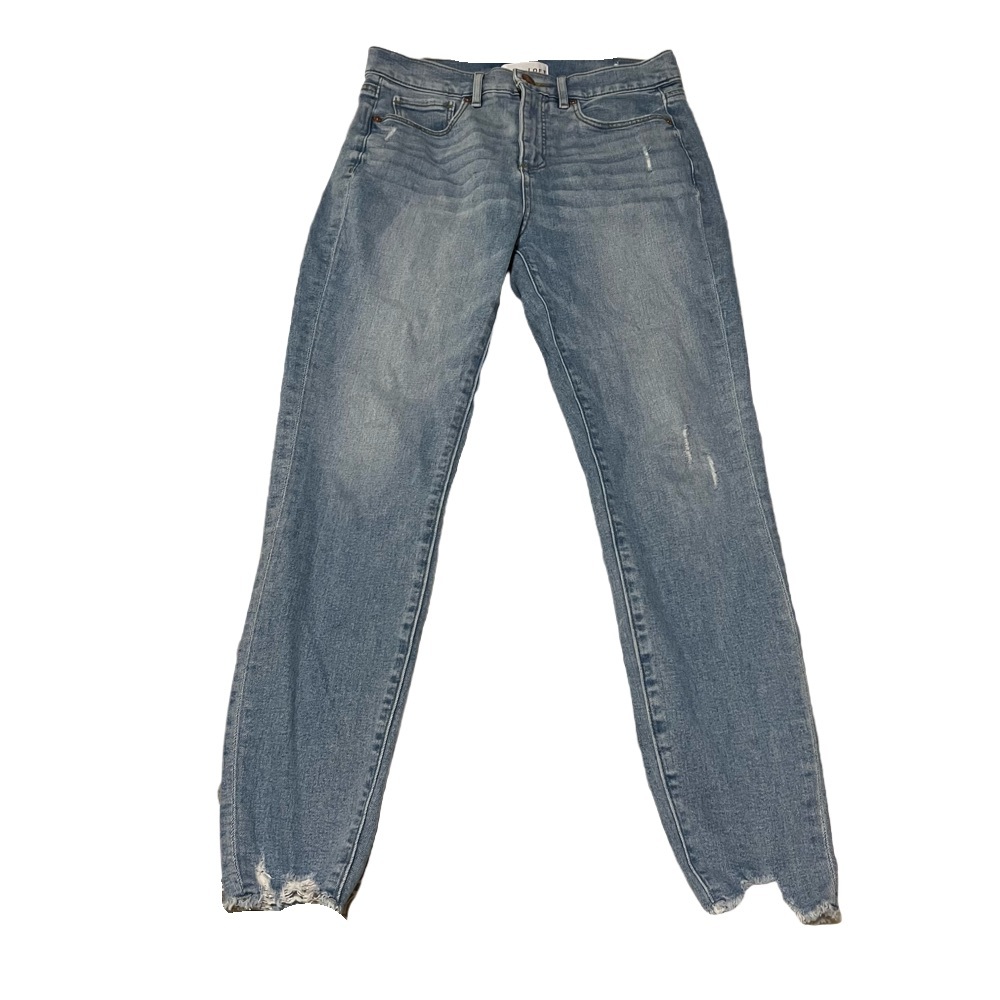 Loft High Waist Skinny Ankle Jeans with Raw Hem